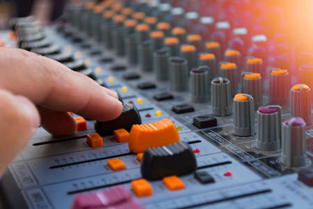 professional stage sound mixer at sound engineerの写真素材