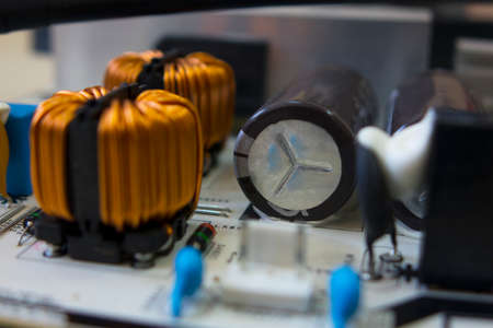 Lcd tv motherboard, electronic components on circuits boardの写真素材