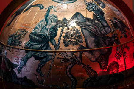 old copper astrolabe detail close upのeditorial素材