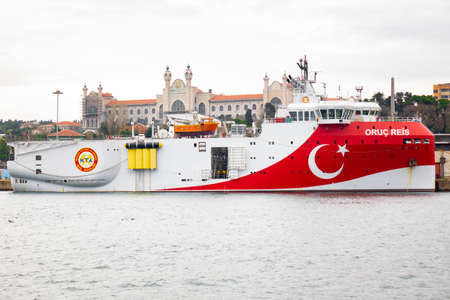 ISTANBUL, TURKEY - December 9, 2019: RV MTA Turkey's seismic vessel Oruc Reis.のeditorial素材