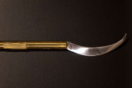 medieval medical tools, detail of vintage surgeon tools on a tableの写真素材