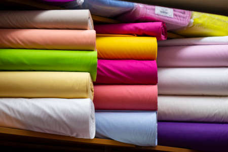 Colorful material fabric rolls - texture samples