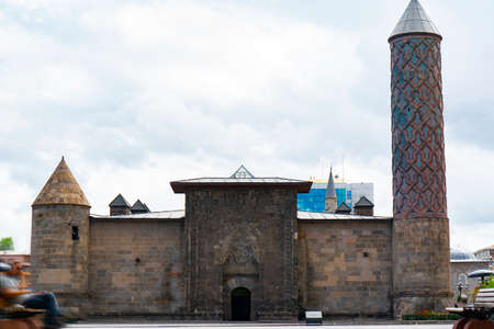 Tiled minaret of Yakutiye Medrese, Erzurum, Eastern Anatolia, Turkey