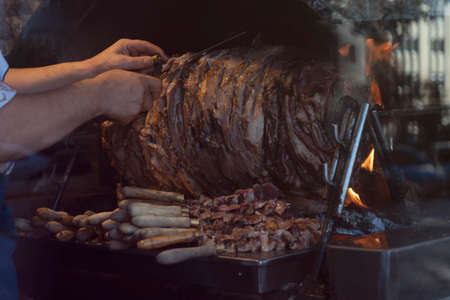 Turkish Cag Kebab Doner in wood fired oven.の写真素材