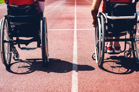 wheelchair sportsmens on track. wheelchair sportsmenの写真素材