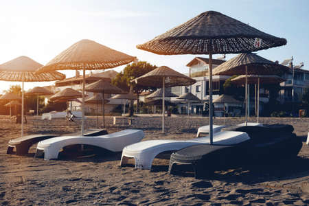 Peeling skin at back and shoulder from sunburn effect on body of young man from sunbath at summer. dangerous sunburn conceptの写真素材