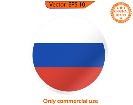 Flag of Russia. Round icon with flag of the country. Vector illustrationのイラスト素材