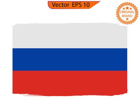 Russia colorful brush strokes painted national country Russian flag icon. Painted texture. Flag of Russia. Vector illustration on transparent background. Beautiful brush strokes.のイラスト素材