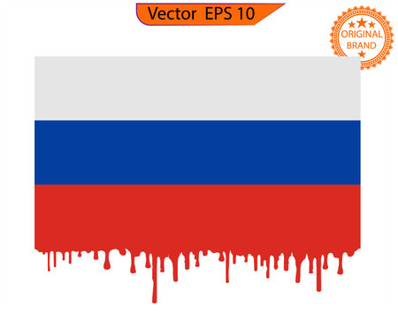 Flag of Russia. Russian flag. Brush stroke background. Flags of Russia on transparent backgroundのイラスト素材