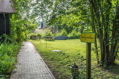 Path to the 'wedding house' in Lehde in the biosphere reserve Spree Forest, Germany, state Brandenburg.の写真素材