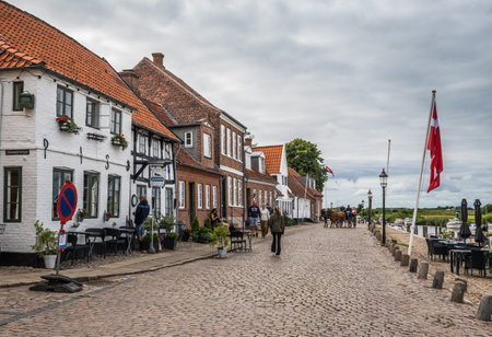 Ribe, Denmark - August 3, 2021: Harbor in medieval city of Ribe in Denmarkのeditorial素材