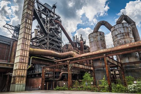 The landscape park Duisburg-Nord is a public park around a disused iron and steel works in Duisburg, Germany. The British newspaper The Guardian ranks the park among the ten best city parks in the world.の写真素材