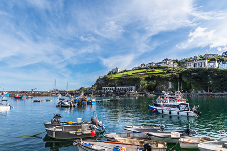 Mevagissey, Cornwall, UK - August 16, 2023: The harbor at Mevagissey on the south coast of Cornwallのeditorial素材