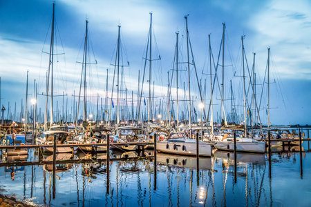 Sailboat and yacht port in Heiligenhafen, Germany, for summer vacationers on the Baltic Seaの写真素材