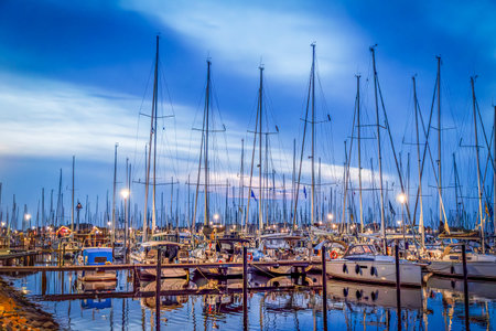 Sailboat and yacht port in Heiligenhafen, Germany, for summer vacationers on the Baltic Seaの写真素材