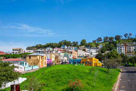 View of the colorful Bo-Kaap district in Cape Town, South Africa, copy spaceの写真素材