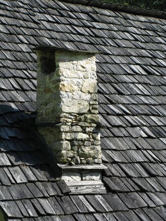 Chimney on roofの写真素材