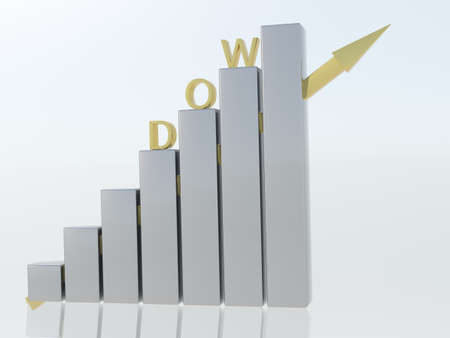 Dow Jones Rising 3D Gold Conceptの写真素材