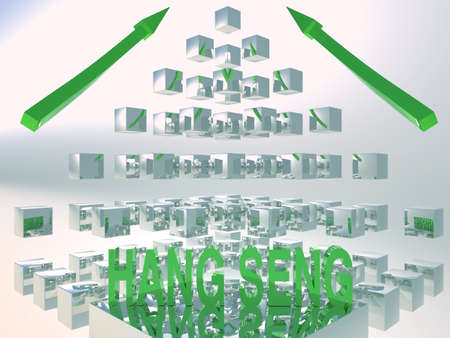 Hang Seng Rising 3D Conceptの写真素材