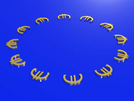 Euro flag with euro sign 3d Conceptの写真素材
