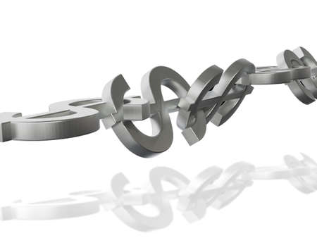 Dollar Chain 3D Concept Steel Reflectionsの写真素材