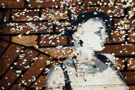 Woman on the wallの写真素材