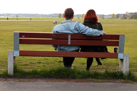 Sitting couple in a parkの写真素材