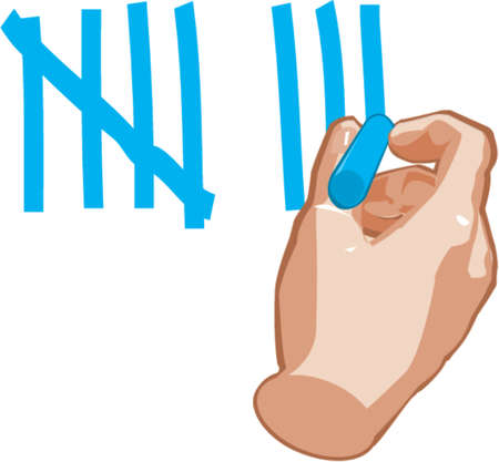 Writing on a wall using blue chalk in vector formatのイラスト素材