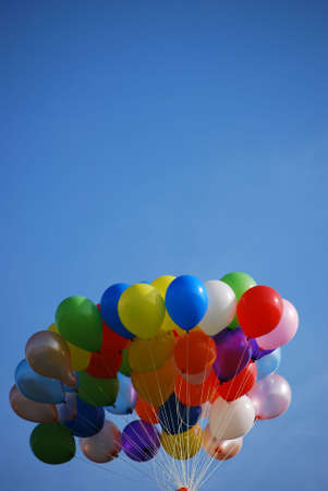 Ballons in the blue sky do happen occationally in sports event and launching ceremony.の写真素材