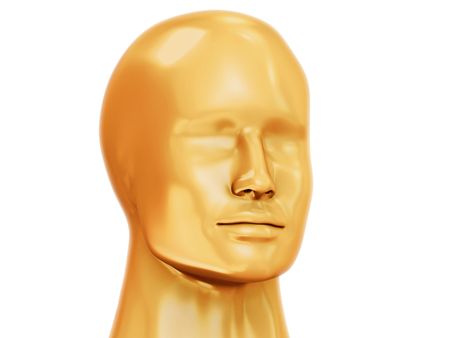 Golden man headの写真素材