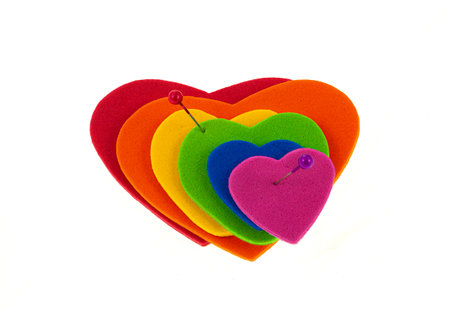 Hearts united with the colors of the lgbti flag with the concept of community and commitment.の写真素材