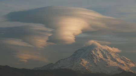 Lenticular clouds over Mt. Rainier