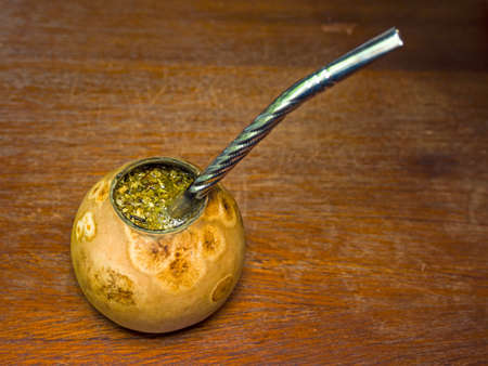 Morning yerba mate drink calabash tea for uの写真素材