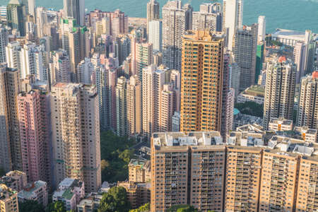Hong Kong Skyscrapers Top View from Trail to The Peakの写真素材