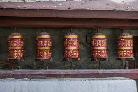 Buddhists Symbols in Nepal, Travel at Annapurna Trailの写真素材