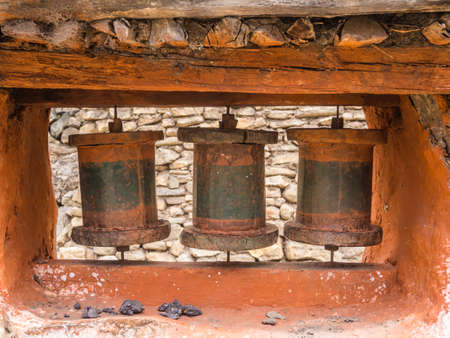 Buddhists Symbols in Nepal, Travel at Annapurna Trailの写真素材