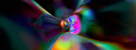 Abstract glass shape with rainbow reflections and refractionsの写真素材