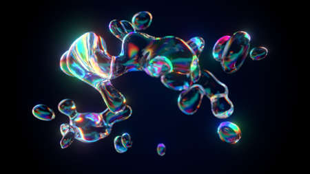 Abstract glass shape with rainbow reflections and refractionsの写真素材