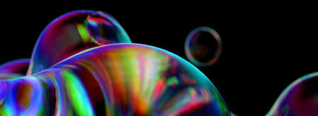 Abstract glass shape with rainbow reflections and refractionsの写真素材