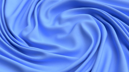 Blue colored cloth piece of fabric backgroundの写真素材