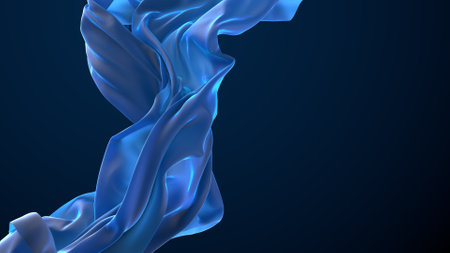 Blue colored cloth piece of fabric backgroundの写真素材