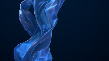 Blue colored cloth piece of fabric backgroundの写真素材