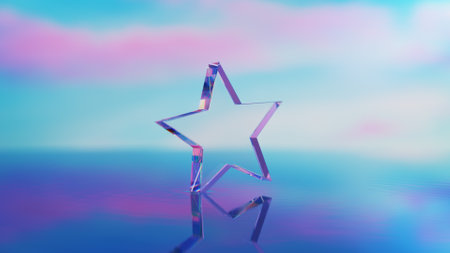 Glass starand water ripples 3d renderの写真素材