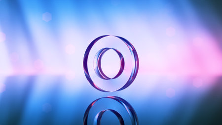 Glass ring and water ripples background 3d renderの写真素材