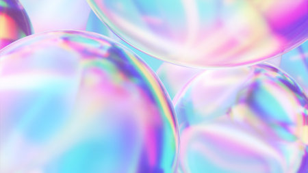 Glass Spheres Background in Pink Colors 3d renderの写真素材