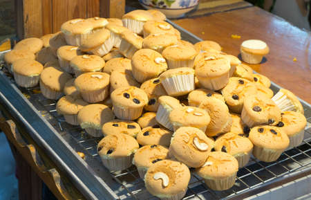 group of thai cup cake with raisin and cashew nut