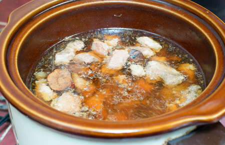 Chinese steamed pork in a potの写真素材