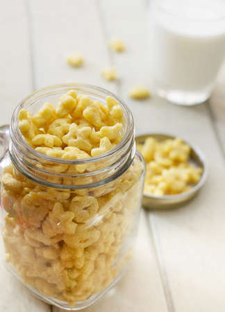 sugar-coated corn flakes with milk background