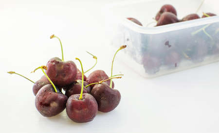 cherry on white backgroundの写真素材
