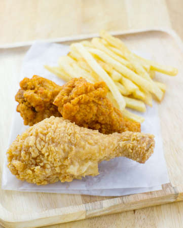 Crispy chicken and french fries.の写真素材